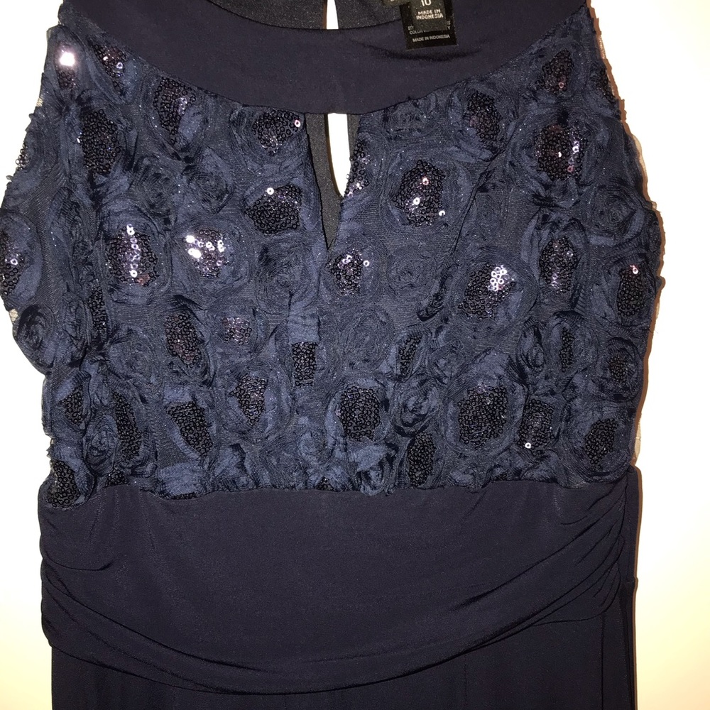 EnFocus Studio Long Navy Blue Sequin Dress